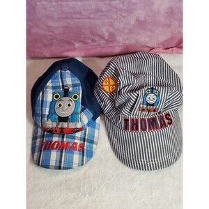 2 Pre-Owned Blue Plaid Conductor Engineer Thomas & Friends Youth Adjustable Hats
